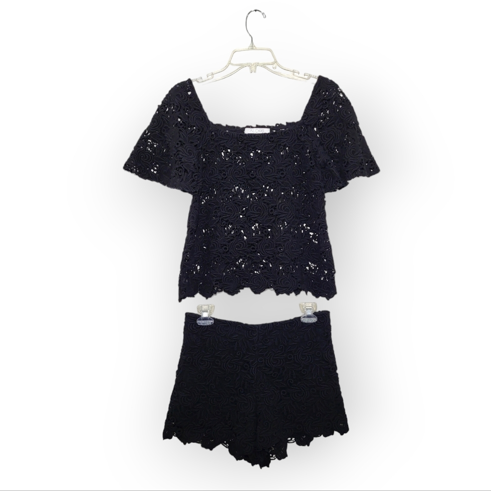 ALEXIS Black Lace Top and Shorts Set